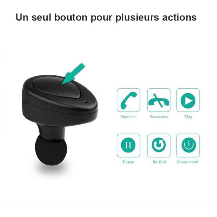 Oreillette Bluetooth noir pour iPhone, Samsung, , Xiaomi