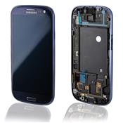 cran LCD + Vitre tactile Originale sur chassis pour Samsung Galaxy S3 i9300 bleu