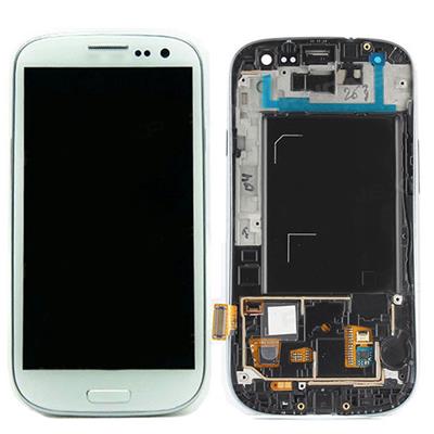 Vitre tactile + écran LCD sans logo sur chassis pour Samsung Galaxy S3 i9305 blanc