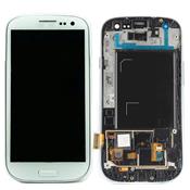 Vitre tactile + cran LCD sans logo sur chassis pour Samsung Galaxy S3 i9305 blanc