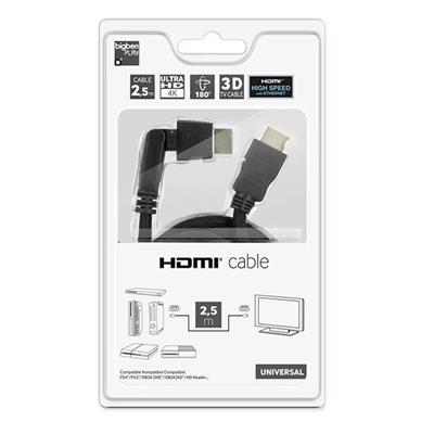 Cable HDMI 2,5m Ultra HD 4K double blindage à tête rotative