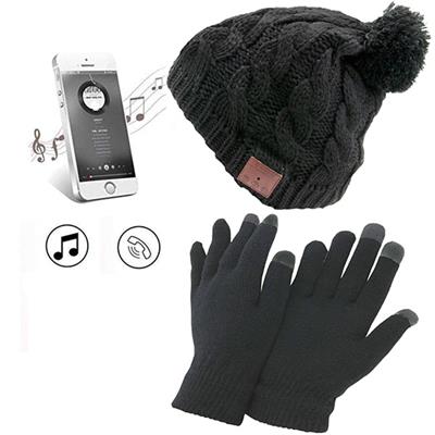 Pack bonnet audio + gants tactile noir Muvit Life